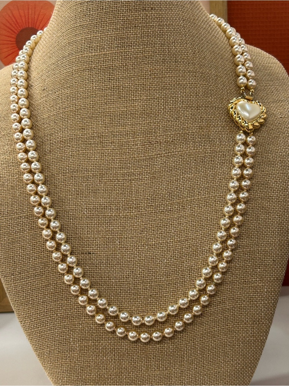 Joan Rivers faux pearl heart clasp necklace